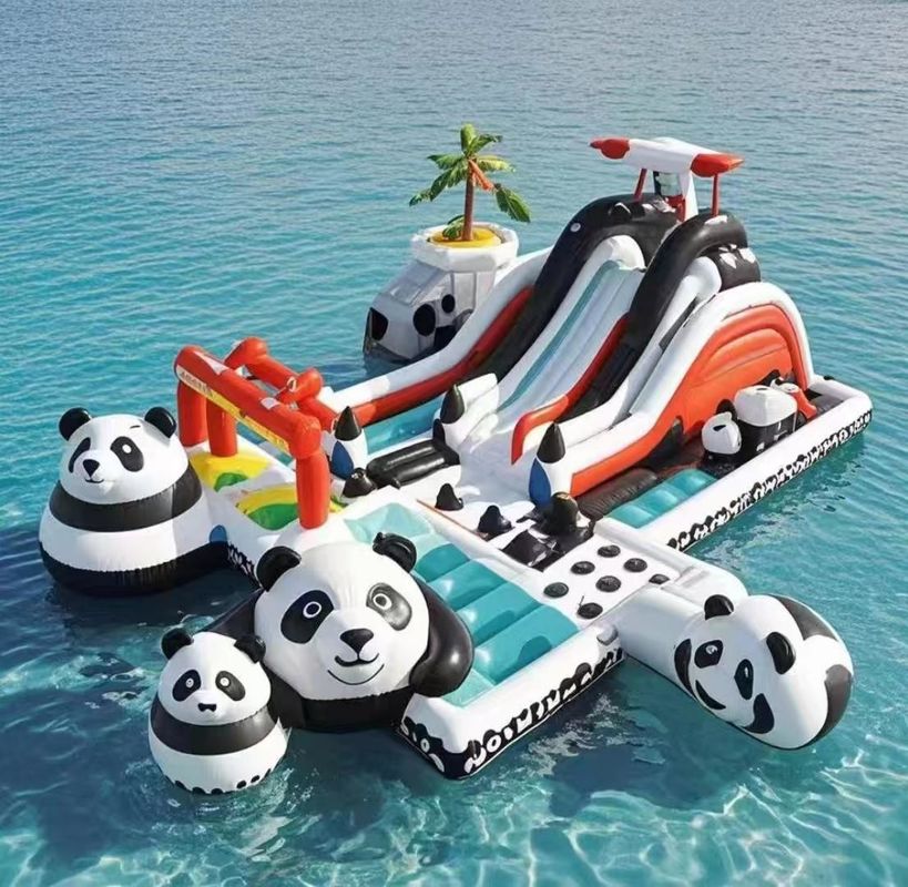 Commercial Bounce House Castello gonfiabile per bambini Parco acquatico Gioco Panda Scivolo d'acqua