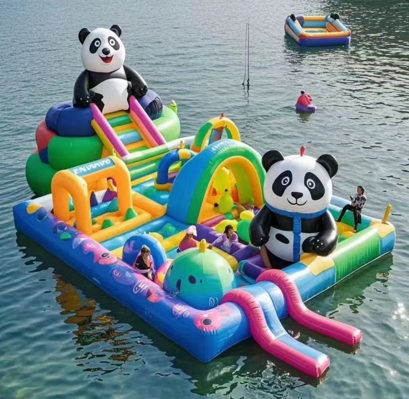 Commercial Bounce House Castello gonfiabile per bambini Parco acquatico Gioco Panda Scivolo d'acqua