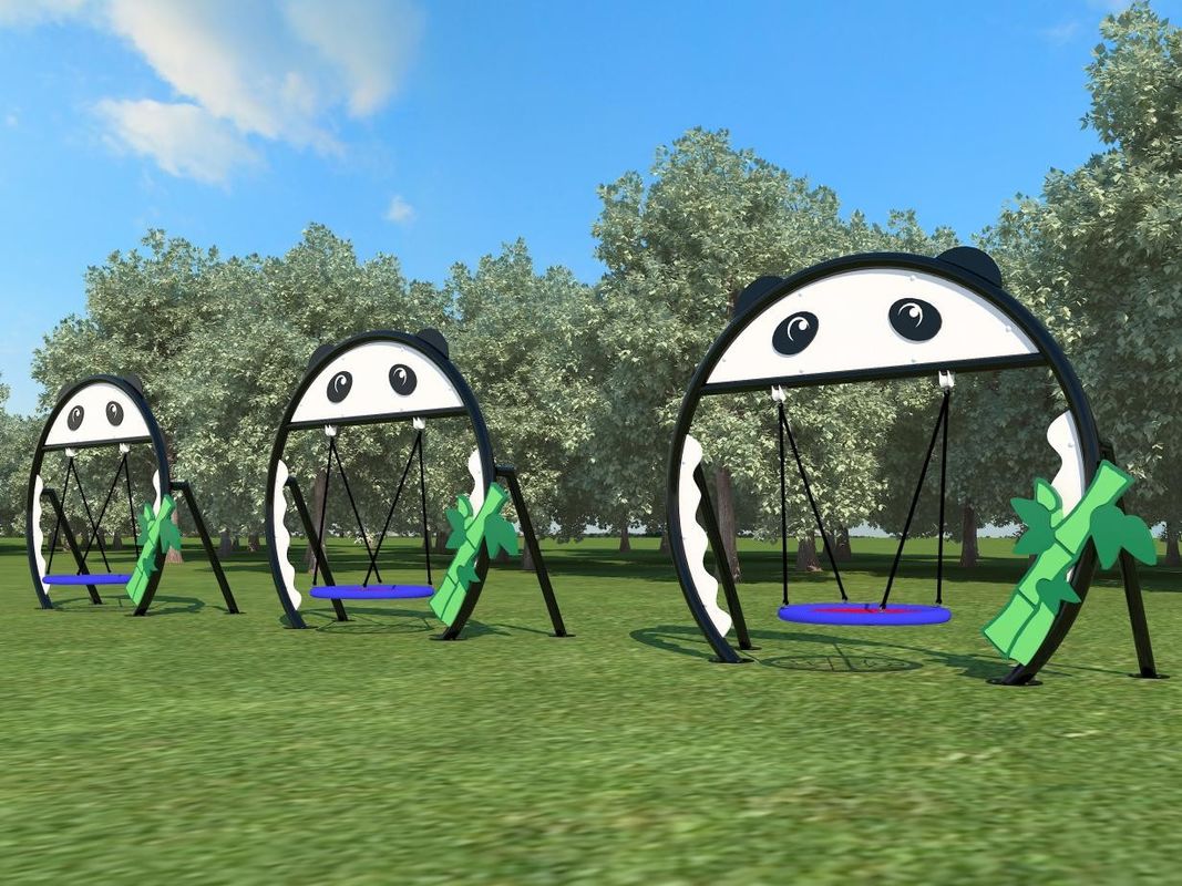 Set di giochino in giardino verde a forma di panda per bambini Sedile d'altalena all'aperto 230cm Set d'altalena commerciale