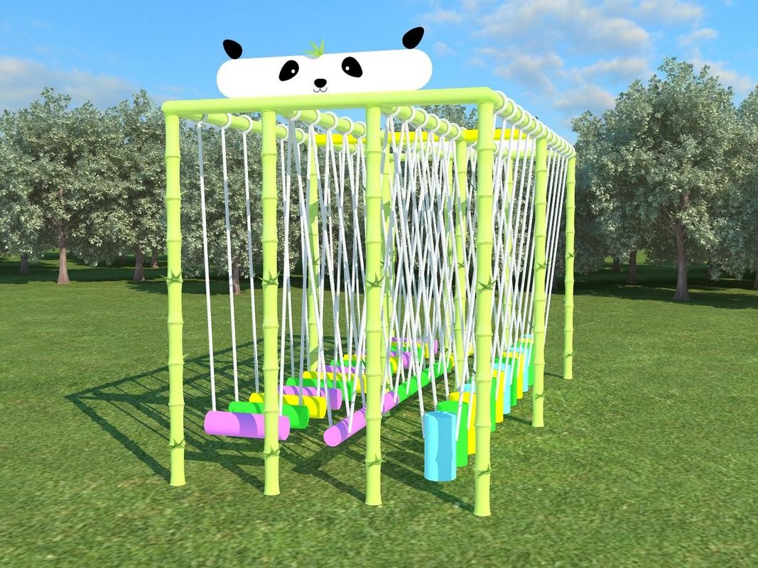 Set di giochino in giardino verde a forma di panda per bambini Sedile d'altalena all'aperto 230cm Set d'altalena commerciale