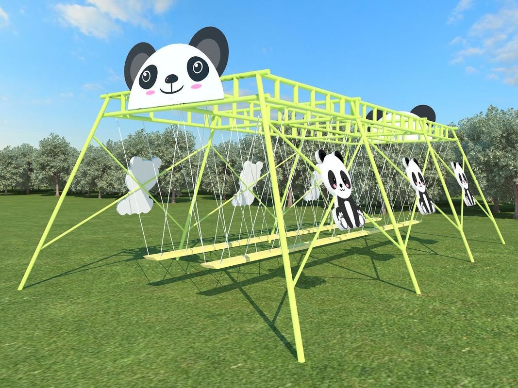 Set di giochino in giardino verde a forma di panda per bambini Sedile d'altalena all'aperto 230cm Set d'altalena commerciale
