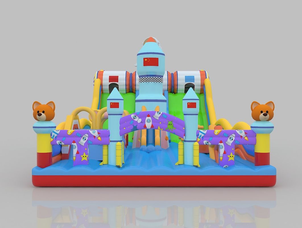 Pvc Commercial Jumping Castle Con Slide 6m 7m Charming Bounce House Con Slide Per Adulti