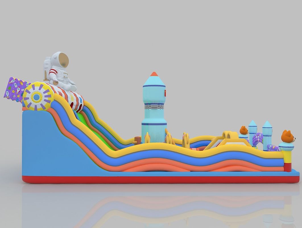 Pvc Commercial Jumping Castle Con Slide 6m 7m Charming Bounce House Con Slide Per Adulti