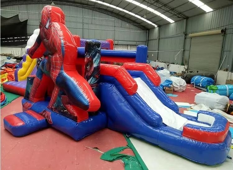 Spider Man Inflatable Castle with Slide 5.6x6.6m for 1-8 Kids