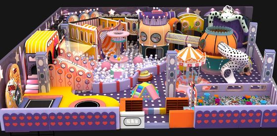 Set di attrezzature per giochi morbidi per interni premium per bambini, parco giochi commerciale per bambini con castello e scivolo